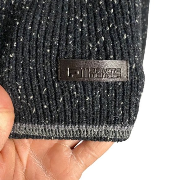 Private Member Men’s Marled Black Knit Sweater Full Zip Jacket - Picture 5 of 7